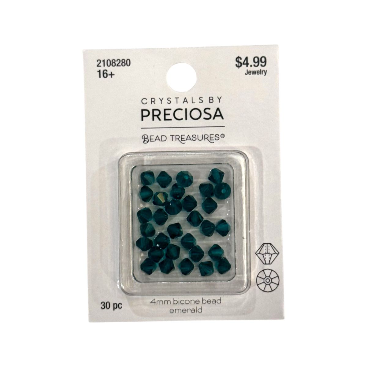 Bicone Beads (4mm) Emerald, 40 Count