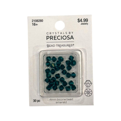 Bicone Beads (4mm) Emerald, 40 Count