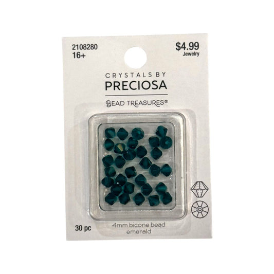 Bicone Beads (4mm) Emerald, 40 Count