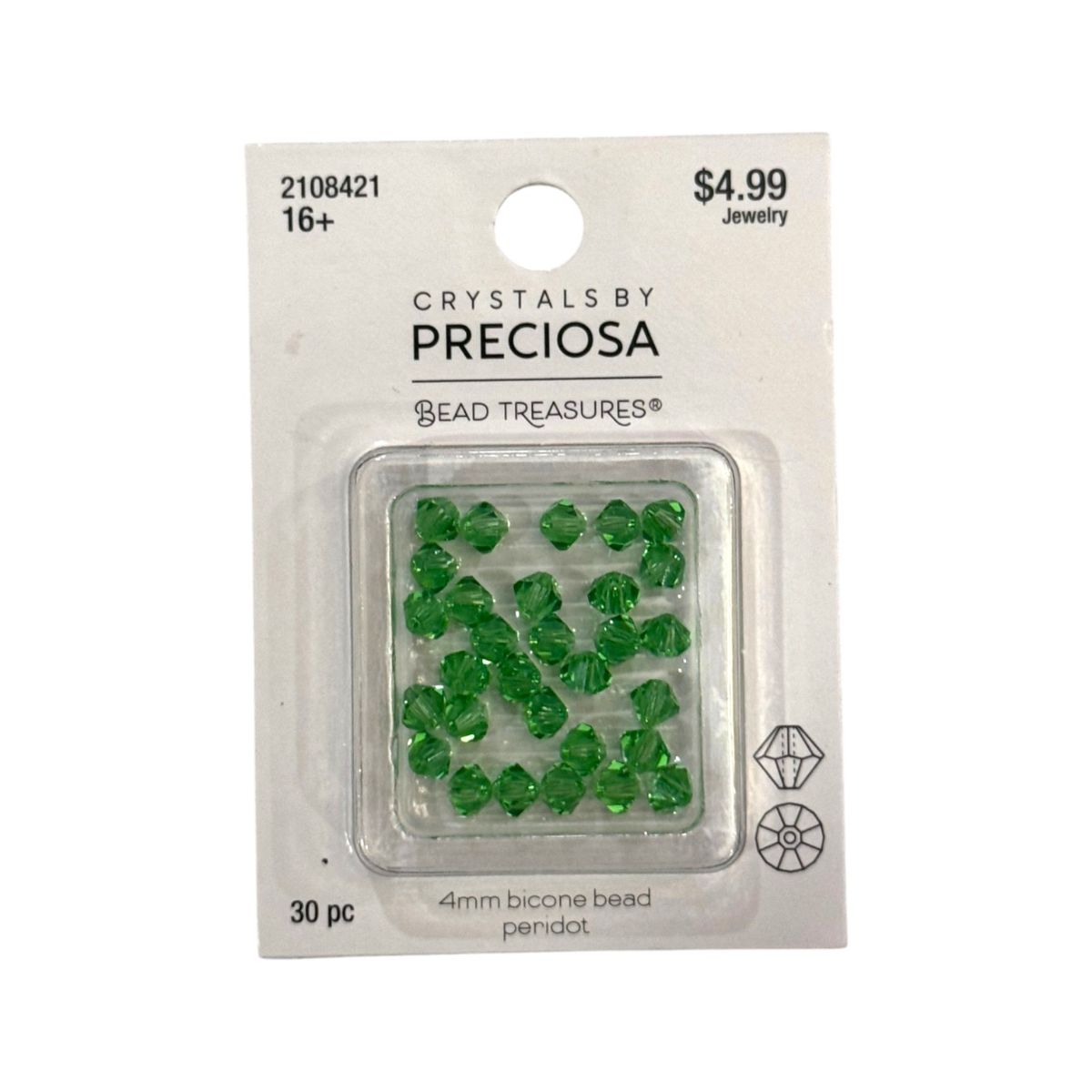 Bicone Beads (4mm) Peridot, 30 Count