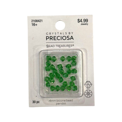 Bicone Beads (4mm) Peridot, 30 Count