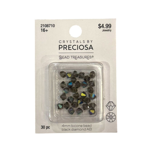 Bicone Beads (4mm) Black Diamond AB, 30 Count