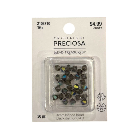 Bicone Beads (4mm) Black Diamond AB, 30 Count