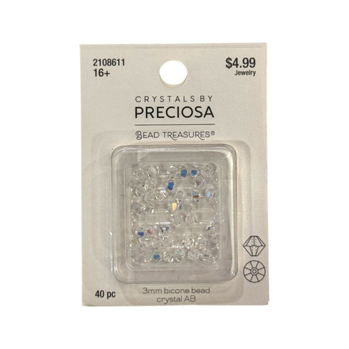 Bicone Beads (3mm) Crystal AB, 40 Count