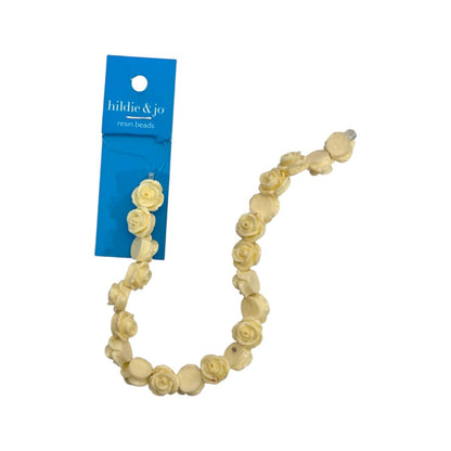 Cream Rose Resin Beads, 22 Pcs