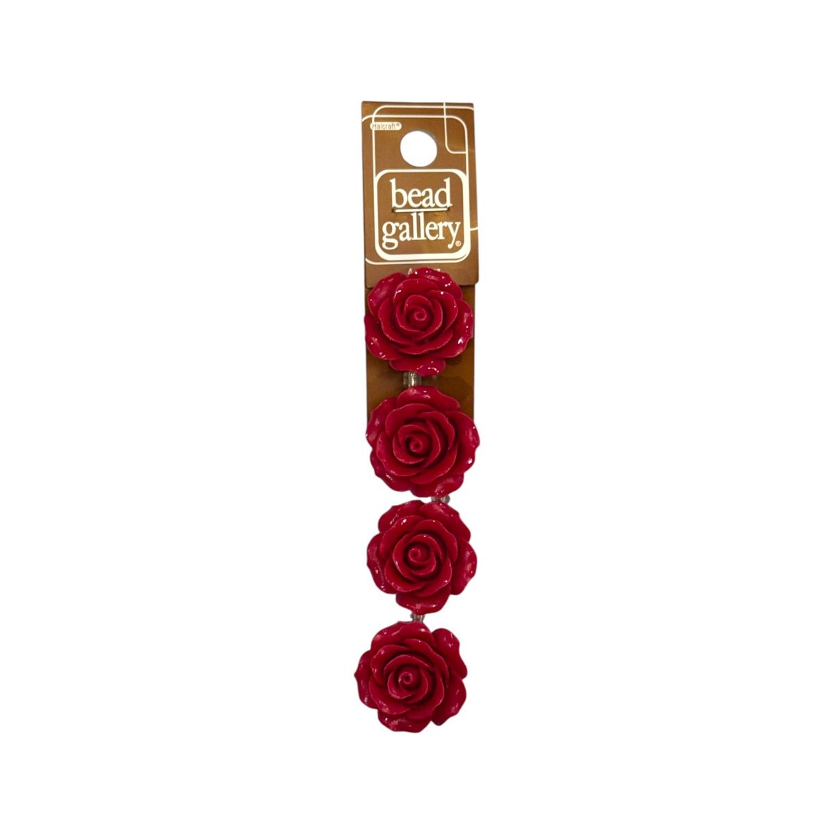 Reconstituted Stone Red Flower Beads, 4 pcs