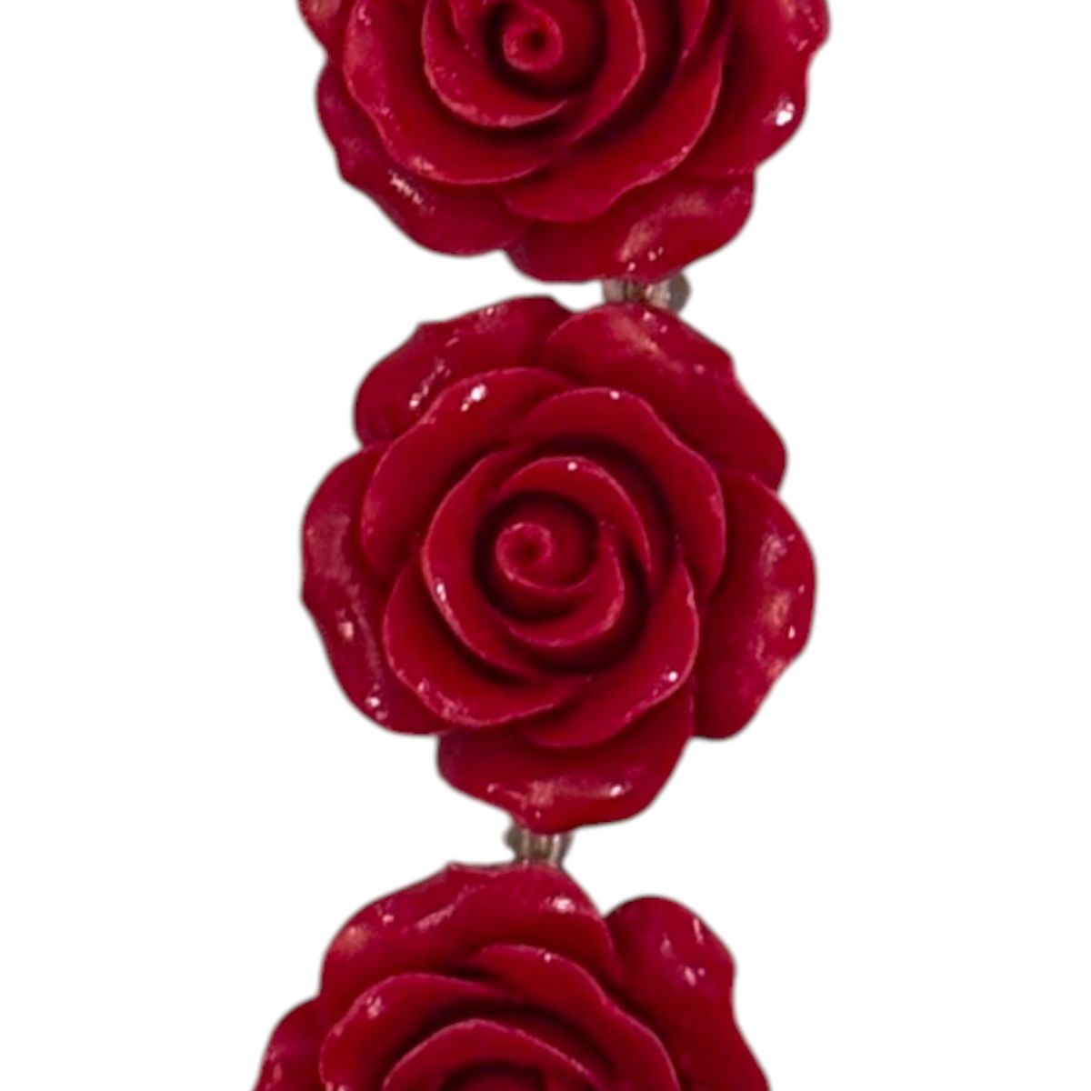 Reconstituted Stone Red Flower Beads, 4 pcs