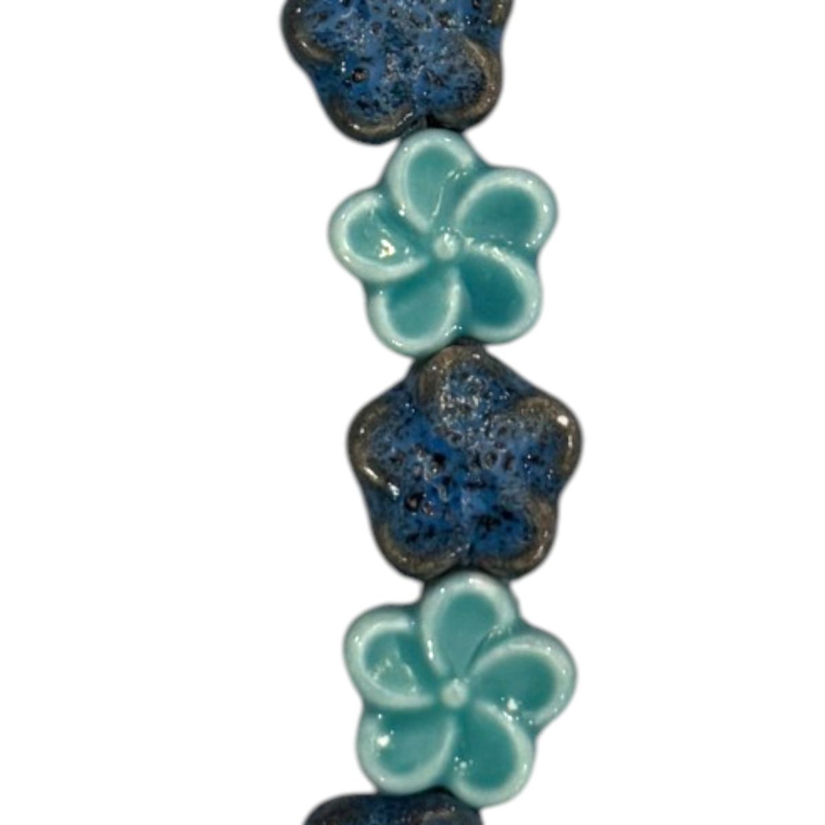 Aqua Ceramic Flower Mix Beads, 8 pcs