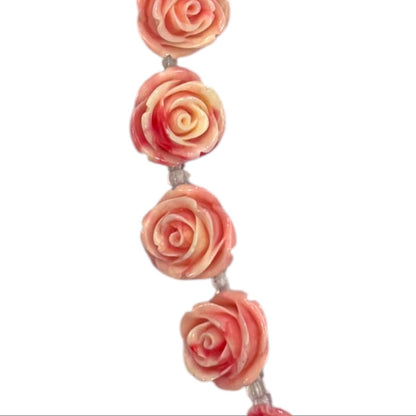Pink Rose Acrylic Beads, 7 pcs