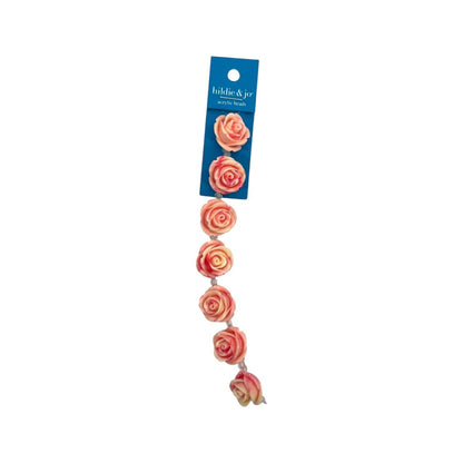 Pink Rose Acrylic Beads, 7 pcs