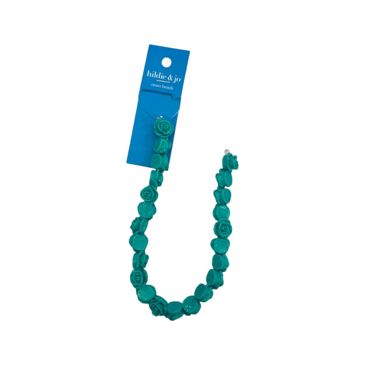 Teal Rose Resin Beads, 22 pc