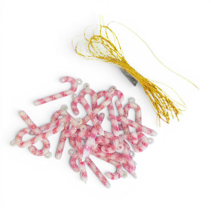 Glitter Mini Candy Cane Ornaments, 48 Count