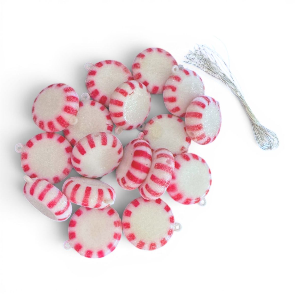 Glitter Peppermint Candy Ornaments, 18 Count
