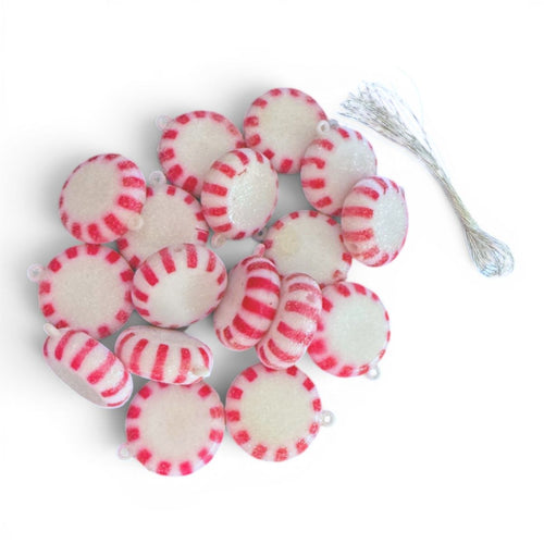 Glitter Peppermint Candy Ornaments, 18 Count