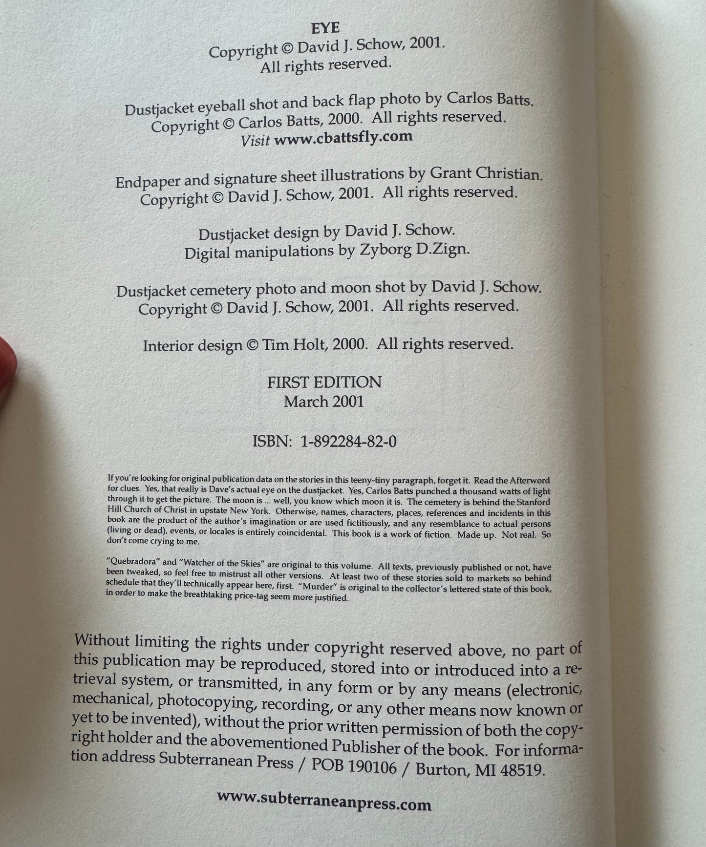 EYE David J. Schow (Signed & Numbered Edition)