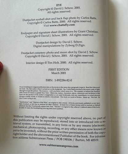 EYE David J. Schow (Signed & Numbered Edition)