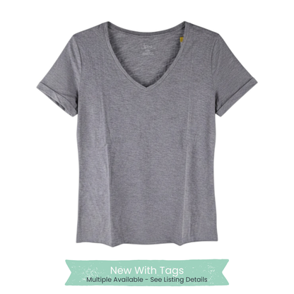 Felina Women’s Heather Gray V-Neck Tee – Soft Stretch Everyday Basic