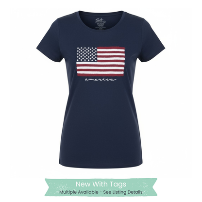 GALT Women’s Navy “America” Flag Graphic Tee