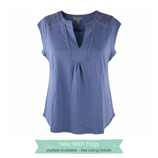 Orvis Womens Anna V-Neck Top with Crochet Lace Inset