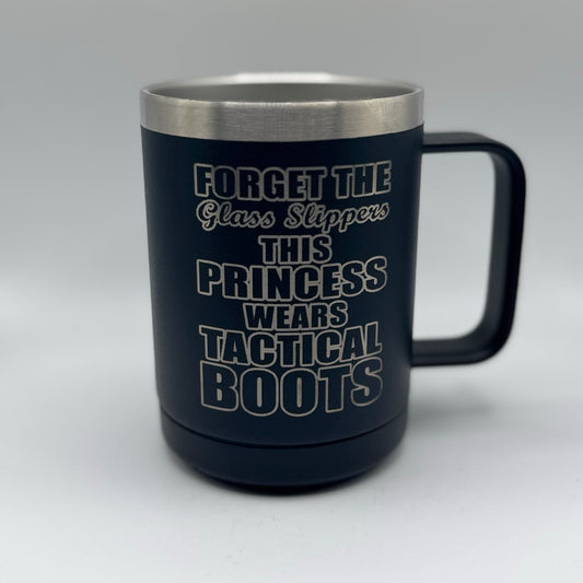 Forget the Glass Slippers, This Princess Wears Tactical Boots – 15 oz Black Polar Camel Coffee Mug