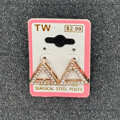 Triangle Crystal Stud Earrings – Rose Gold, Gold, or Silver