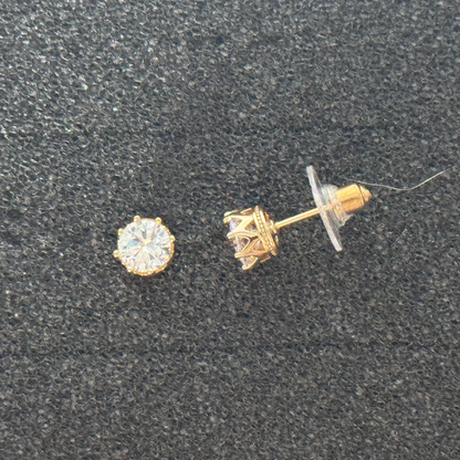 Round Crown-Set Stud Earrings – Multiple Sizes, Rose Gold, Gold, or Silver