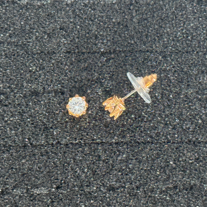 Round Crown-Set Stud Earrings – Multiple Sizes, Rose Gold, Gold, or Silver