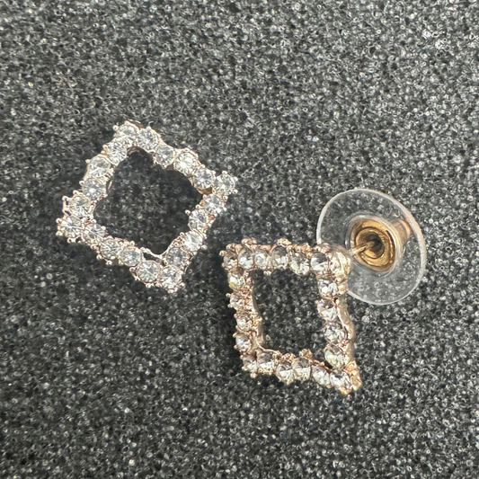 Crystal Square Earrings – Rose Gold, Gold, or Silver