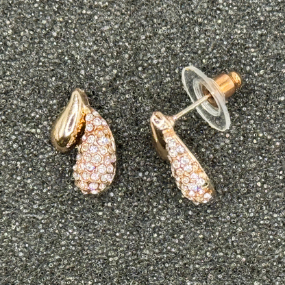 Double Teardrop Crystal Stud Earrings – Rose Gold, Gold, or Silver