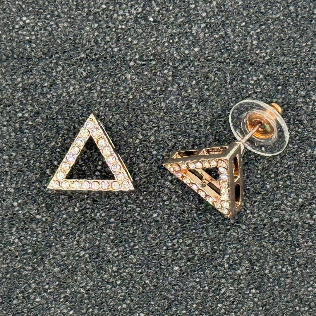 Triangle Crystal Stud Earrings – Rose Gold, Gold, or Silver