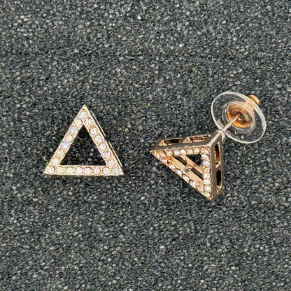 Triangle Crystal Stud Earrings – Rose Gold, Gold, or Silver