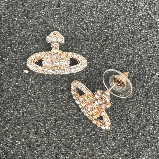 Crystal Saturn Earrings – Rose Gold, Gold, or Silver