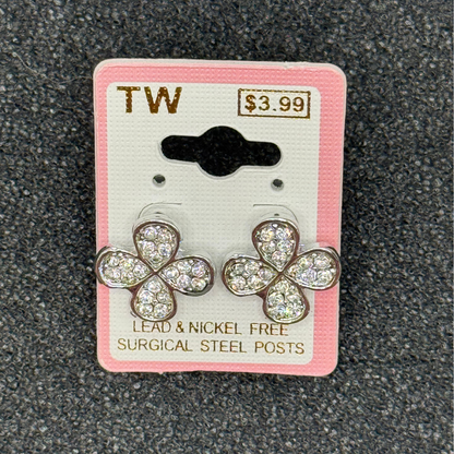 4-Leaf Clover Crystal Stud Earrings – Rose Gold, Gold, or Silver