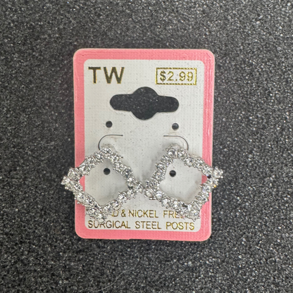 Crystal Square Earrings – Rose Gold, Gold, or Silver
