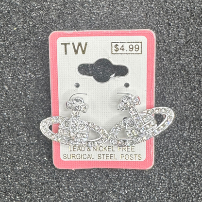 Crystal Saturn Earrings – Rose Gold, Gold, or Silver