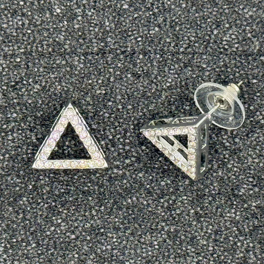 Triangle Crystal Stud Earrings – Rose Gold, Gold, or Silver