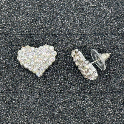 Chunky Crystal Heart Stud Earrings – Rose Gold, Gold, or Silver