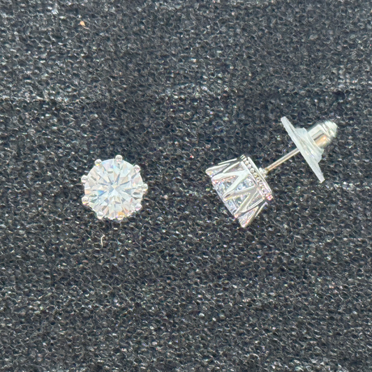 Round Crown-Set Stud Earrings – Multiple Sizes, Rose Gold, Gold, or Silver