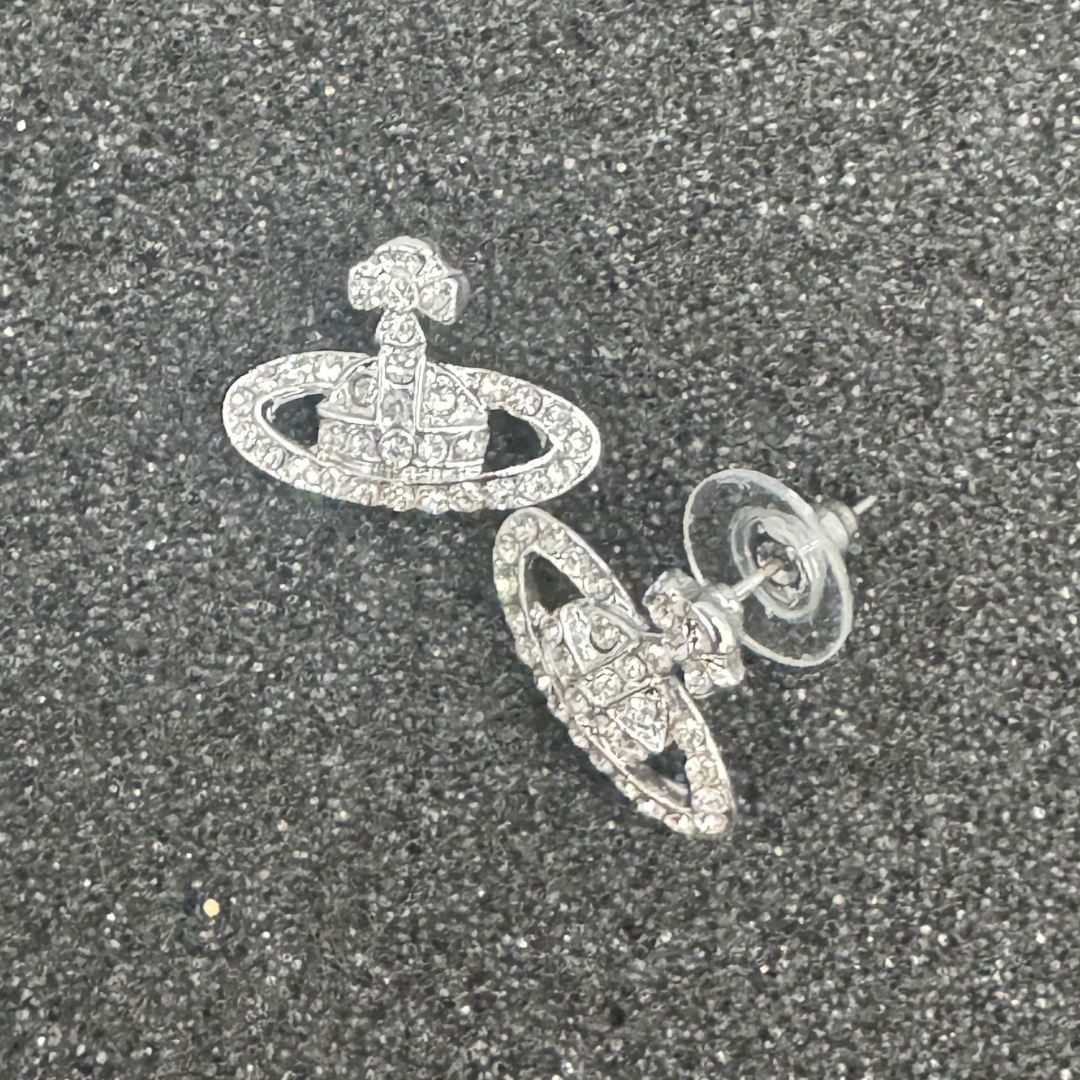 Crystal Saturn Earrings – Rose Gold, Gold, or Silver