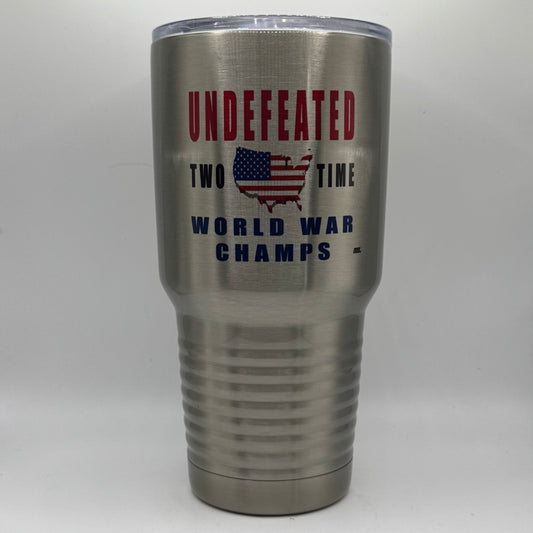 Undefeated 2-Time World War Champion – 30 oz Polar Camel Tumbler with Lid