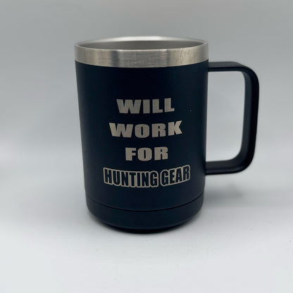 Will Work for Hunting Gear – 15 oz Black Polar Camel Coffee Mug