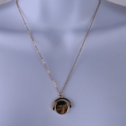 Pineapple Flip Pendant Necklace Stand Tall Stay Sweet Gold Tone
