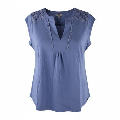 Orvis Womens Anna V-Neck Top with Crochet Lace Inset