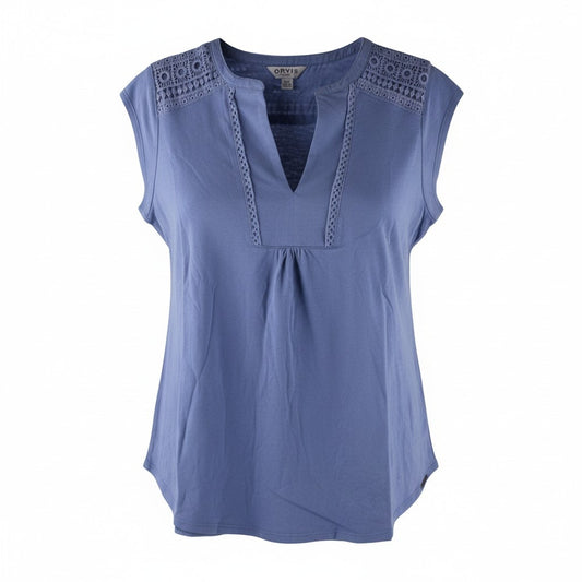 Orvis Womens Anna V-Neck Top with Crochet Lace Inset