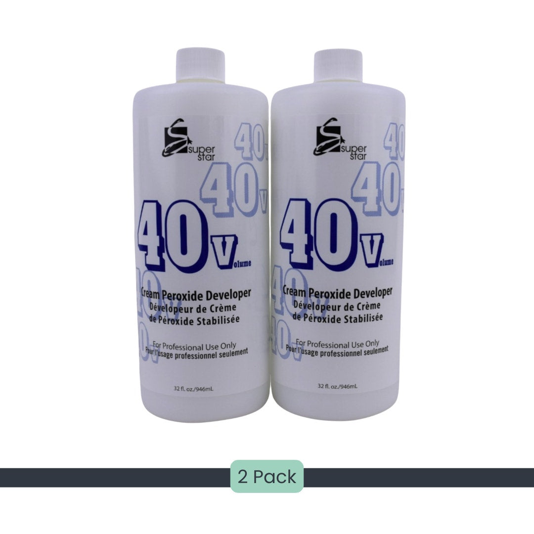 Super Star 40 Volume Cream Developer 32 oz (2 Pack) Hair Peroxide Oxidant