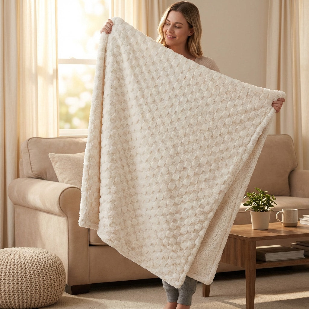 Luxury Concepts Embossed Faux Fur Sherpa Throw