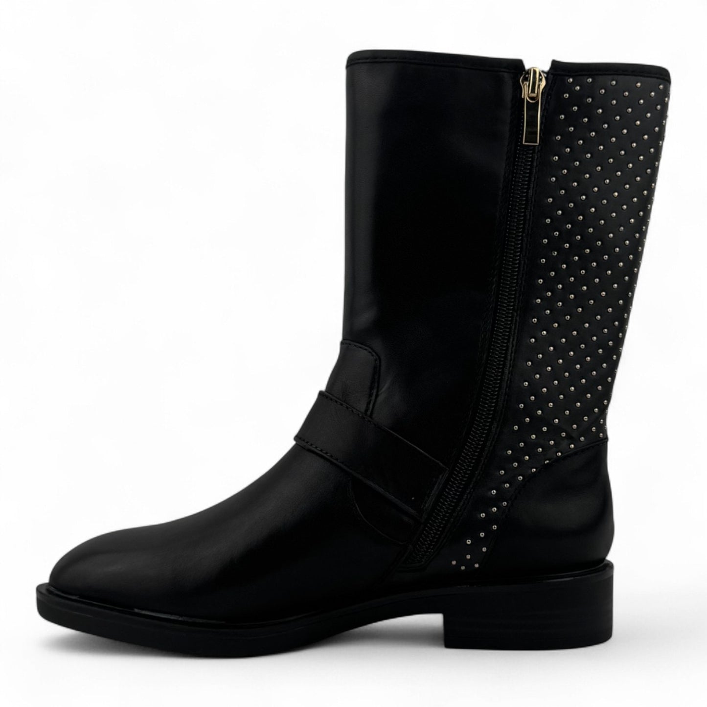 Steve Madden Zain Mid-Calf Boots – Black with Gold Studs