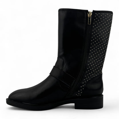 Steve Madden Zain Mid-Calf Boots – Black with Gold Studs