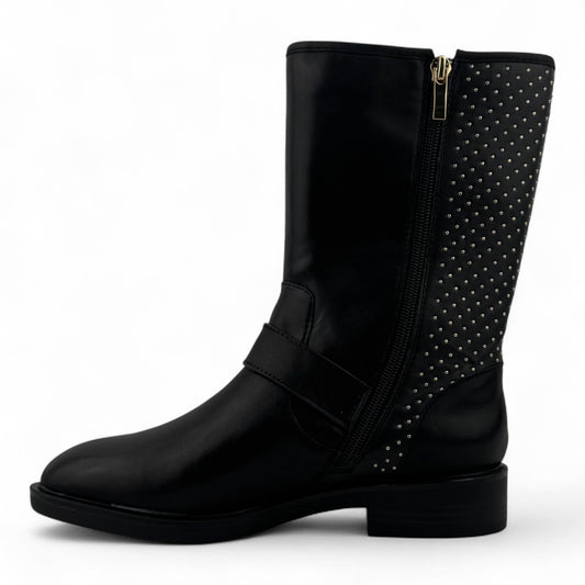 Steve Madden Zain Mid-Calf Boots – Black with Gold Studs