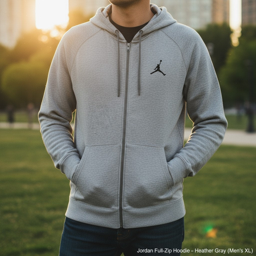 Jordan Full-Zip Hoodie – Heather Gray (Men’s XL)